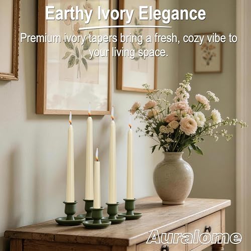10-Inch Ivory Taper Candles - Dripless Smokeless Tapered Candle Cream Unscented Candlesticks Paraffin Wax Long Slow Burning Tall Candle Sticks for Dinner Business Wedding Restaurants 12 Pack - Image 6