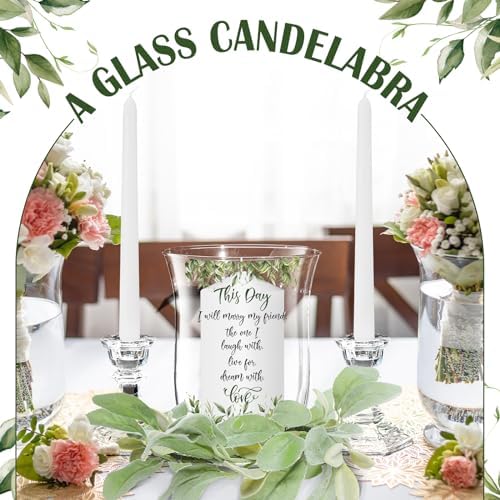 Irenare Unity Candles for Wedding Ceremony with Holder,Green Leaf - Image 5