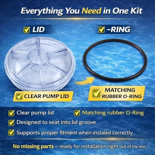 357151 Clear Pump Lid with O-Ring – Compatible Replacement for WhisperFlo & IntelliFlo Pool Pumps – See-Through Strainer Cover