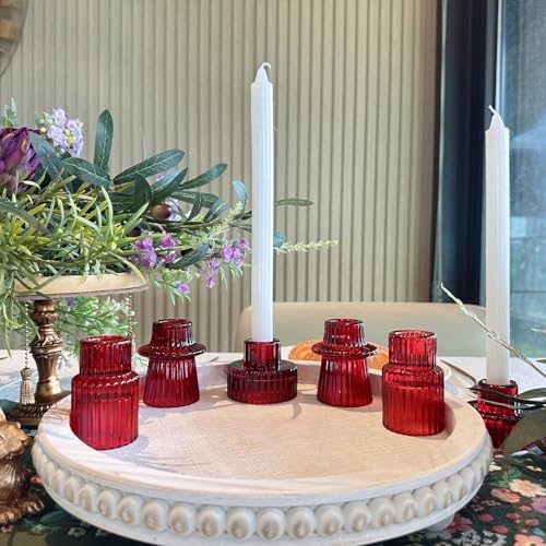 Glass Candlestick Holders, Taper Candle Holders, Set of 6, Red - Image 6