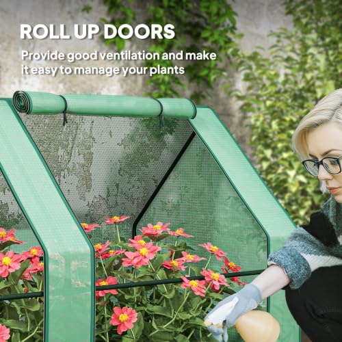 Outsunny 12' x 3' x 3' Mini Greenhouse Portable with Zippered Doors Green - Image 6