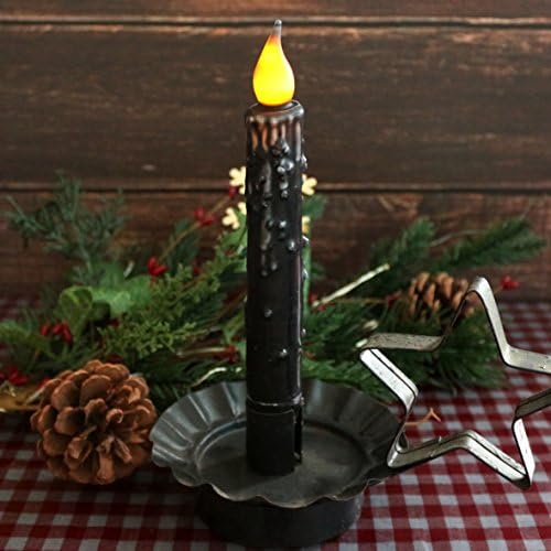 CVHOMEDECO. Real Wax Hand Dipped Battery Operated LED Timer Taper Candles Country Primitive Flameless Lights Décor, 6-3/4 Inch, Matt Black, 2 PCS in a Package - Image 3