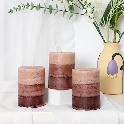 Coffee Pillar Candles, Aromatherapy Scented Candles, 35+ Hours Burn Long Lasting, Set of 3 Tall 3x4 Inch Dripless Pillar Candle, for Wedding and Home Décor - Image 6