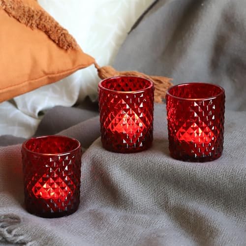 Woho 12pcs Red Votive Candle Holders, Tealight Candle Holder for Christmas - Image 2