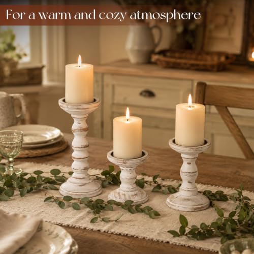 Candeldo Wood Candle Holder for Pillar, White Farmhouse Fireplace Decor - Image 5