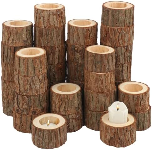 36 Pack Wooden TeaLight Candle Holders, OD:3 Inch, ID:2.2 Inch Wood Votive Tealight Holders for Home, Wedding, Party, and Holiday Decor by Unknown