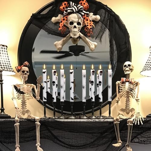 Halloween Flameless Taper Candles with Remote Timer, Cobweb Prints - Image 4