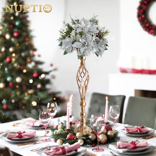 NUPTIO Gold Centerpiece Stand for Table, Twist Style, 22.8" Tall, 10 Pcs - Image 4