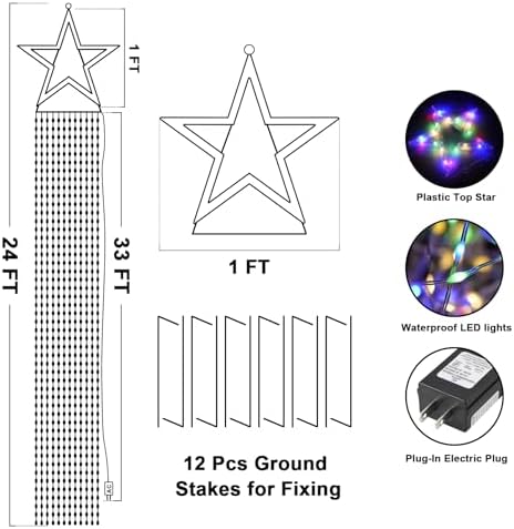 23FT Christmas String Lights, Waterfall Star Lights Outdoor for Yard - Image 3