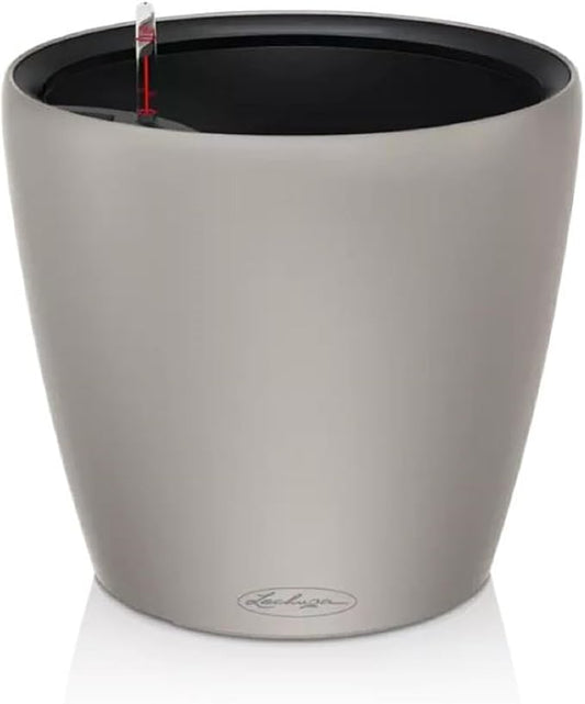 Lechuza Classico Color LS 21 Sand Brown, Self-Watering Round Planter, D8.7 H7.9 in