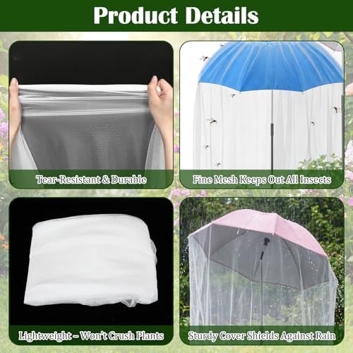 3 Pack 23.6 Inch Mesh Plant Umbrellas, Pop Up Garden Crop Cage with Fine Netting for Bird and Insect Protection, Garden Sun Shade for Veggies and Flowers - Image 5