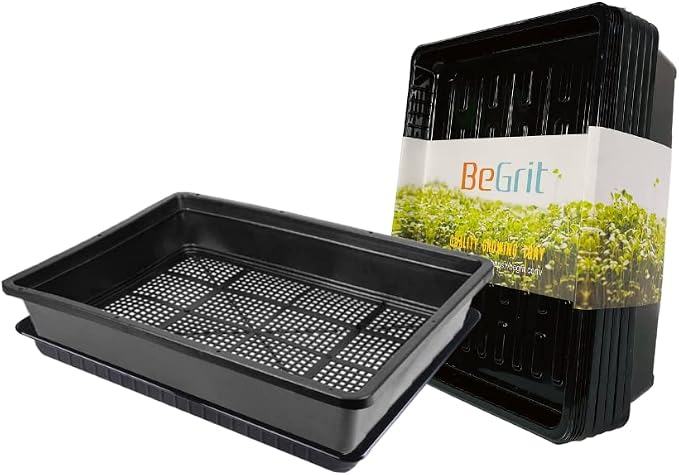 BeGrit Soil Blocking Trays 15x12 inch 5 Set/10 pcs Mesh Bottom Seed Starter Trays for Seedling, Microgreen, Soil Blocks, Wheatgrass