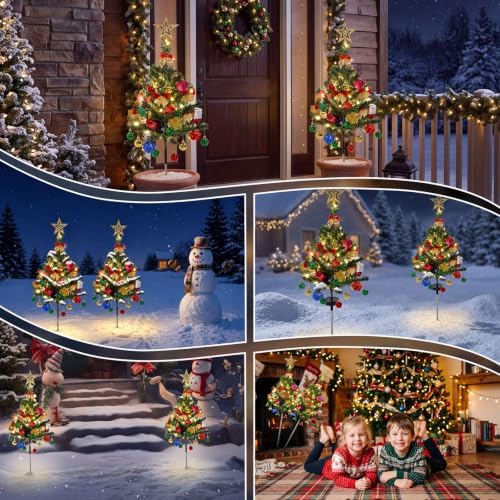 2 Set 30 Inch Christmas Tree Garden Stake Lights Outdoor Decorations - Image 3