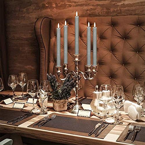 GenSwin Flameless Taper Candles LED Battery Operated Remote Timer Grey - Image 4