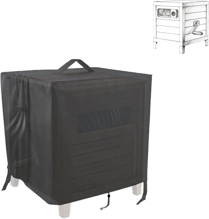 Hose Reel Box Cover,Waterproof Hoses Storage Boxes Covers for Metal Hose-Reel,Heavy Duty Garden Water Hose-Box Shield (24x24x19in,Black)