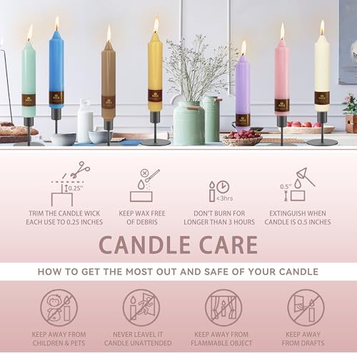 Pastel Candle Short Taper Candle 7 Inch Candlesticks Unscented Dripless Tapered Candle Set for Home Decor Wedding Party Dinner, 4 Pack - Image 6