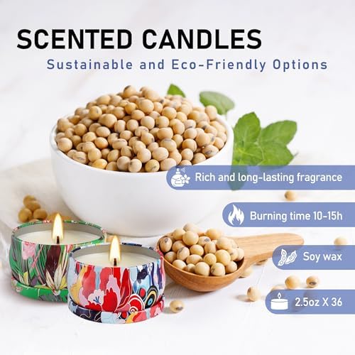 WPONSZU Set 36Pack Scented Candles,Candvent Calendar 2025,Gifts Soy Wax Travel Tin Jar Candles for Home 2.5 OZ jar Candles for Mom for Christmas, Birthday, Thanksgiving, Mother's Day - Image 4