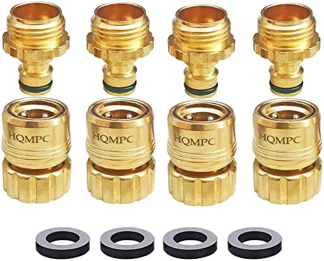 Garden Hose Quick Connect No Pb Brass Hose Quick Connect Quick Connect Hose Fittings Water Hose Connectors 3/4" GHT (4SETS) by HQMPC