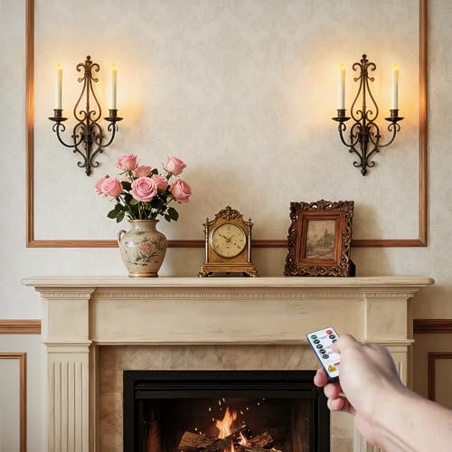 7 Inches Dripless Flameless Taper Candles with Remote Timer Dimmer, Real Wax Battery Candlesticks, 3D Flame Fake Candlesticks for Home Wedding Christmas Decor, Ivory, 12 Pcs - Image 7