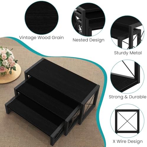 ELITEROO Black 3-Tier Wooden Cupcake and Dessert Display Stand, Multi-Tier Riser for Cupcakes, Food, Perfume, Makeup, Dolls, Collectibles, and Market Vendor Retail Shelf Organizer - Image 4