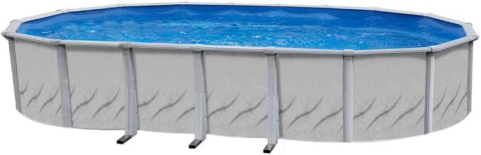 Lake Effect Pools 'Galleria' 12 ft x 18 ft Oval Above Ground Swimming Pool | 52 Inch Steel Side Walls | Kit Includes: 25 Gauge Overlap Liner & Widemouth Skimmer