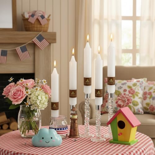 White Taper Candles 9 inch - 4 Pack Fat Candle Taper Candles Smokeless Unscented Tall Candlesticks - Perfect for Wedding Holiday Evening Wedding Bohemian Seaside Theme Home Decor - Image 2