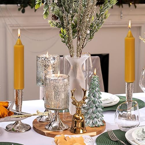 Mustard Yellow Taper Candle Candle Sticks, 7 Inch Mini Pillar Candles Taper Candles, 4PCS Handmade Unscenteds Candlesticks for Festive Thanksgiving Day Fall Home Decor - Image 6