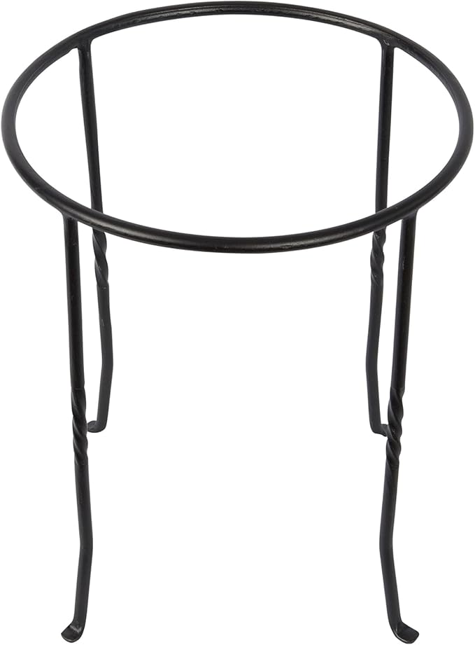 Fb14 Ring Wrought Iron Metal Plant Birdbath Bowl Stand Flowerpot Holder Black for Indoor Outdoor Garden Patio Yard Decorative Display Support Durable Classic Design Use Home Decor Style
