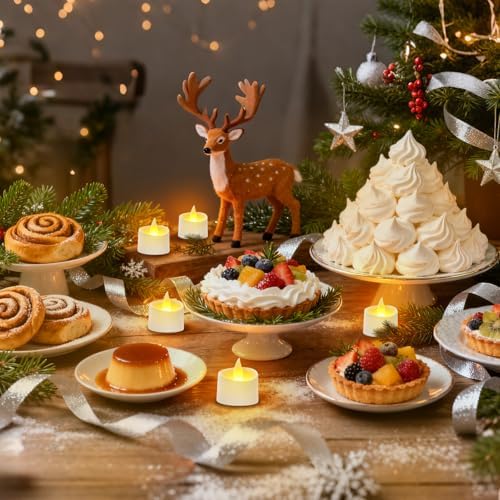 White Flameless LED Tea Lights - Battery-Powered Dancing Flame Candles for Modern Homes, White Weddings & Easter Decor (White Base, 24 Pack) - Image 3