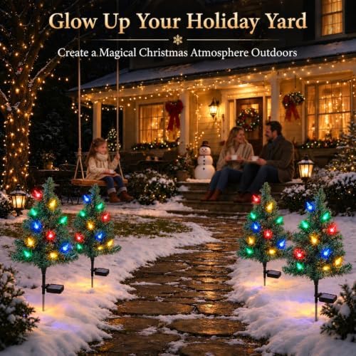 Solar Christmas Trees for Outside Decorations, Mini Pathway Lights, 4 Pack - Image 7