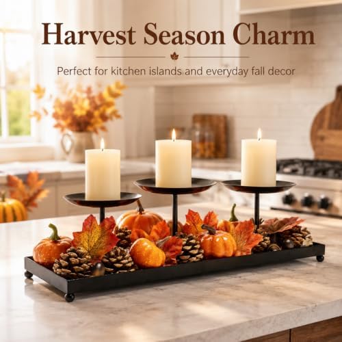 Metal Pillar Candle Holders, Fall Centerpieces Dining Table Decor - Image 6