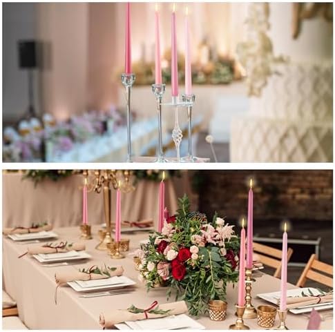 MTLEE 32 Pcs 10 Inch Long Taper Candle Stick Smokeless, Gradient Pink - Image 6