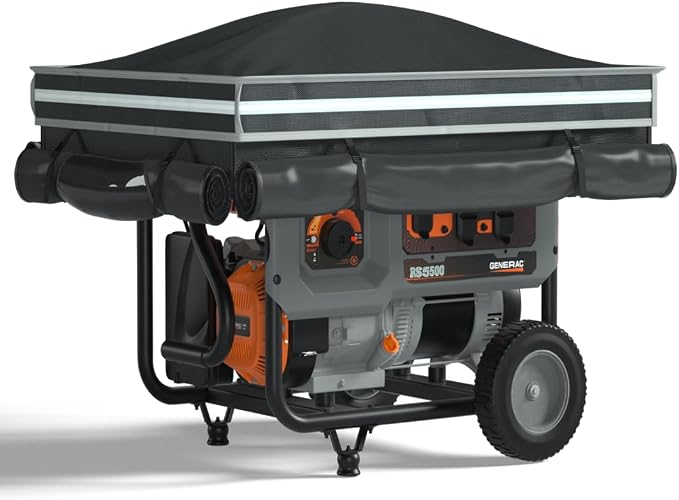 Generator Covers While Running, Generator Tent With Bracket, 38X28X27 inches, Roof Design Without Water Accumulation,1680D Marine Canvas Production+Heavy-Duty Stainless Steel Bracket, Black