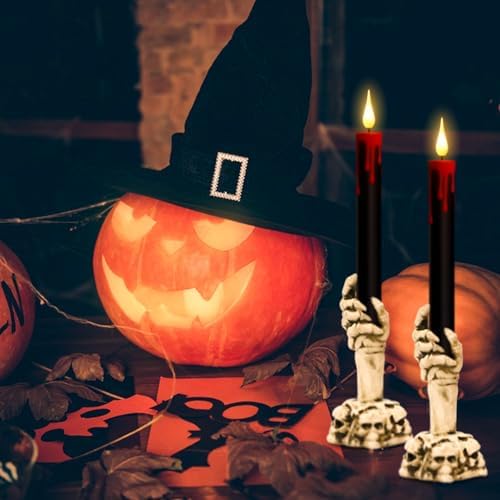 Wondise Halloween Black Flameless Taper Candles with Remote and Timer - Image 5