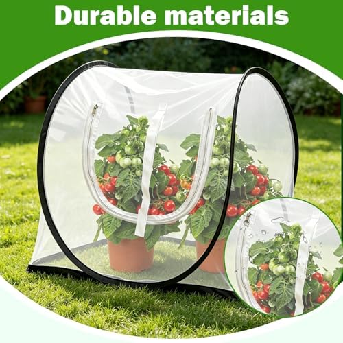 2 Pcs Garden Plant Protector Covers with Mesh Vents, 26.8"x25.6"x16.9" Pop Up Insect Barrier for Raised Beds, Easy Setup Netting to Guard Vegetables, Seedlings, Potted Plants Outdoor - Image 4
