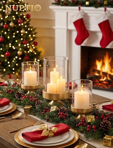 NUPTIO Candle Holders for Pillar Candles: Gold Large Hurricane Holders - Image 6