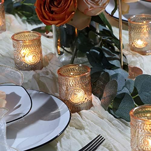 DEVI 24pcs Gold Glass Votive Candle Holders, Wedding Decorations, Gold Centerpieces for Tables, Bridal Shower Fall Party Home Table Decor - Image 5