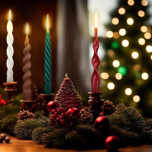 Nuanchu 4 Pcs Twisted Taper Candles,7.87 Inch,Pure,Christmas Color - Image 6