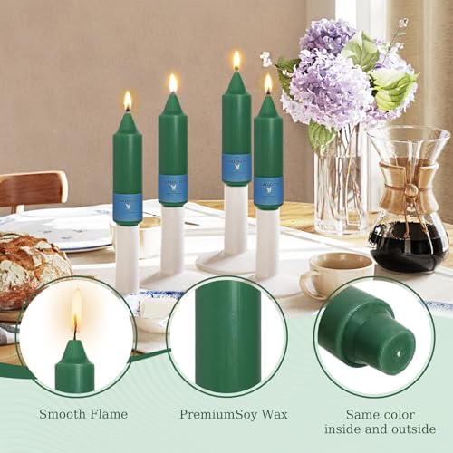 Smokeless Candlesticks Short Taper Candle,Unscented 5 Inches Dark Green Candle Sticks Dripless Tapered Candles for Home Décor Weddings Seasons Gifts - Image 4