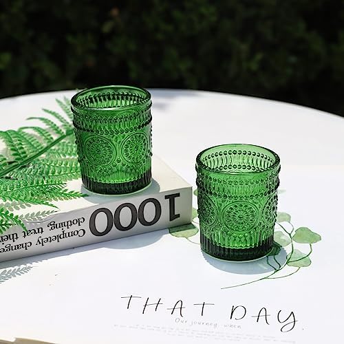 VOHO Green Candle Holder Set of 12, Sunflower Glass Votive Candle Holders - Image 6