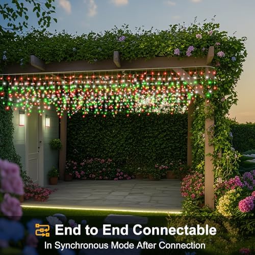 66ft Icicle Lights for Outside, Red White and Green Christmas Lights Outdoor Indoor, 640 LED Twinkle String Light with 120 Drops, Clear Wire Connectable Timer for Thanksgiving Room Home Wall Bedroom - Image 6
