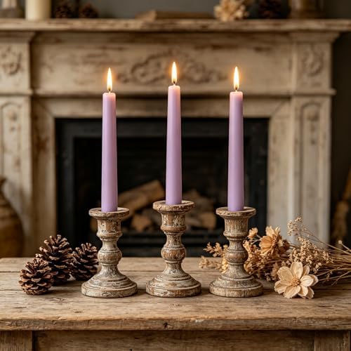 20-Pack Light Purple Taper Candles Unscented, 10 Inch Tall Dinner Table Candlestick for Wedding Centerpieces, Bulk Tapered Candles Smokeless Dripless, Lavender Decorative Candle for Home Decor - Image 4