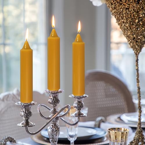 Mustard Yellow Taper Candle Candle Sticks, 7 Inch Mini Pillar Candles Taper Candles, 4PCS Handmade Unscenteds Candlesticks for Festive Thanksgiving Day Fall Home Decor - Image 5