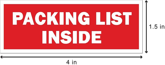 Packing List Labels, 1.5 x 4 inch, Red, 900 Labels | Packing List Inside Stickers, Freight Forwarding, Shipping & Handling, Semi-Gloss Coated