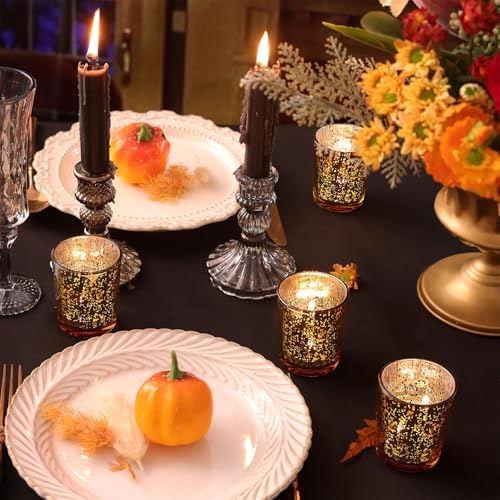 Volens Gold Votive Candle Holders Bulk, Mercury Glass Votives Set of 12 - Image 5