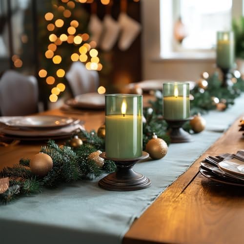 Amagic Green Glass Flameless LED Candles Battery Operated with Remote Timer - Image 3