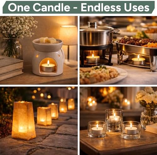 Zuvo Tea Lights Candles 8 Hour Burn (50 Pack) - Unscented White Tealight Candles, Long Burning Smokeless Tea Lights for Weddings, Home, Shabbat, Emergency - European Made, Lead-Free Cotton Wick - Image 7