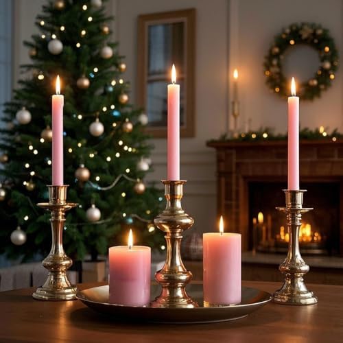 12 Pack 10 inch Pink Taper Candles, Unscented Dripless Candlestick Bulk for Home Dinner Wedding Romantic, Long-Lasting Burn Time of 7-8 Hours - Image 2