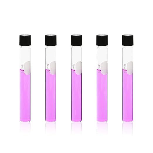 40pcs of Glass Serological Test Tubes with Black Bakelite Screw Caps Silicon Liners, Vol.30ml 20x150mm with Marking Area, Borosilicate Glass Material, Flat Bottom, LVH005