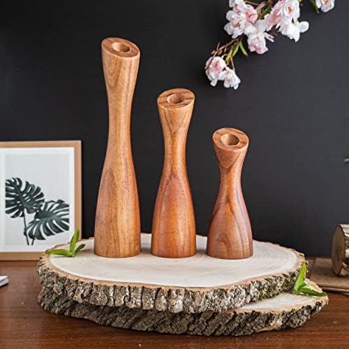 OLEEK wooden taper candle holders - wood taper candle holders for Table Centerpiece - wood candlestick holders (9", 8", 6") - wooden candlestick holder for 7/8" candle stick candlesticks holders woods - Image 2